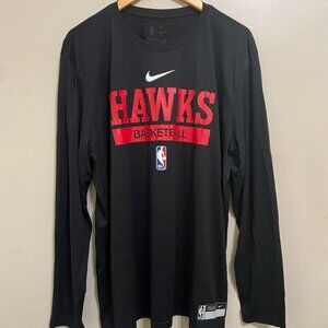 Nike NBA Atlanta Hawks Team Issued On-Court Practice LS Shirt DR6503-010 NEW